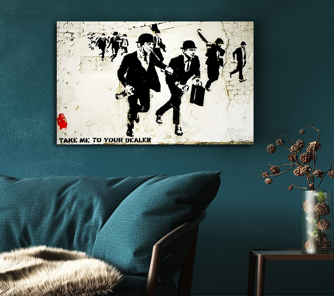  A Canvas Print of Banksy Bankers On The Run Canvas Wall Art