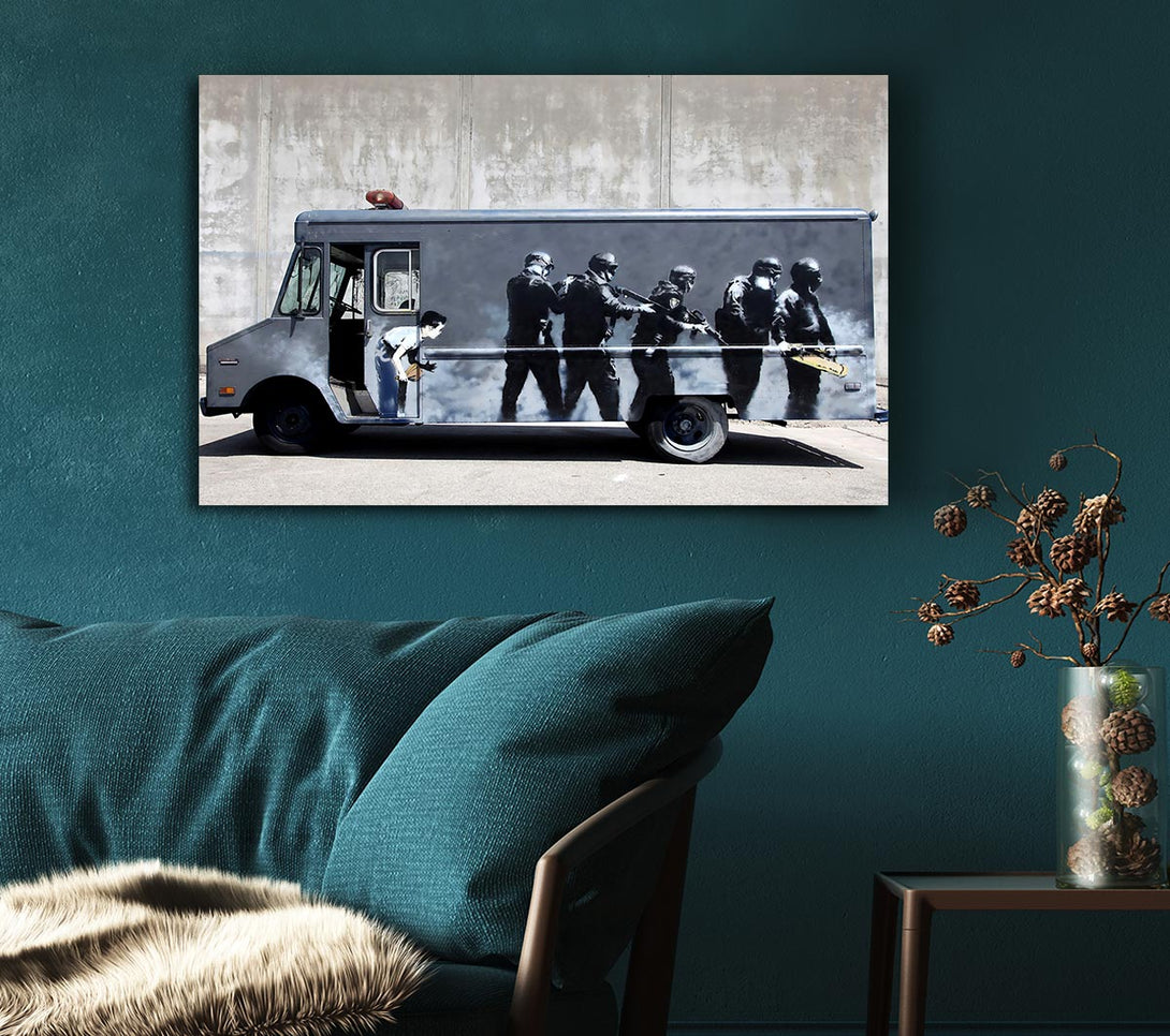  A Canvas Print of Banksy Swat Truck Canvas Print