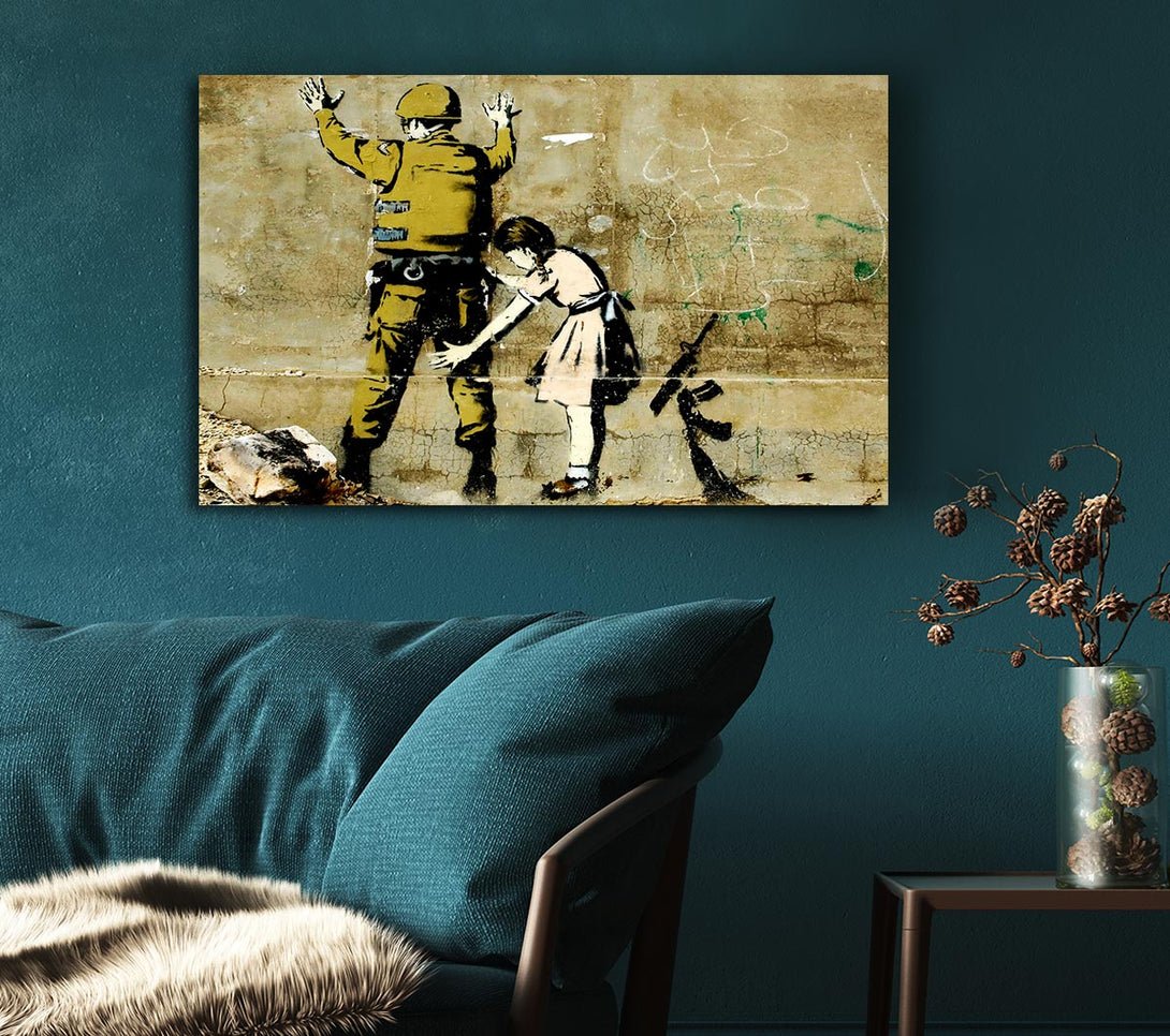  A Canvas Print of Banksy Child Searching Soldier Canvas Wall Art
