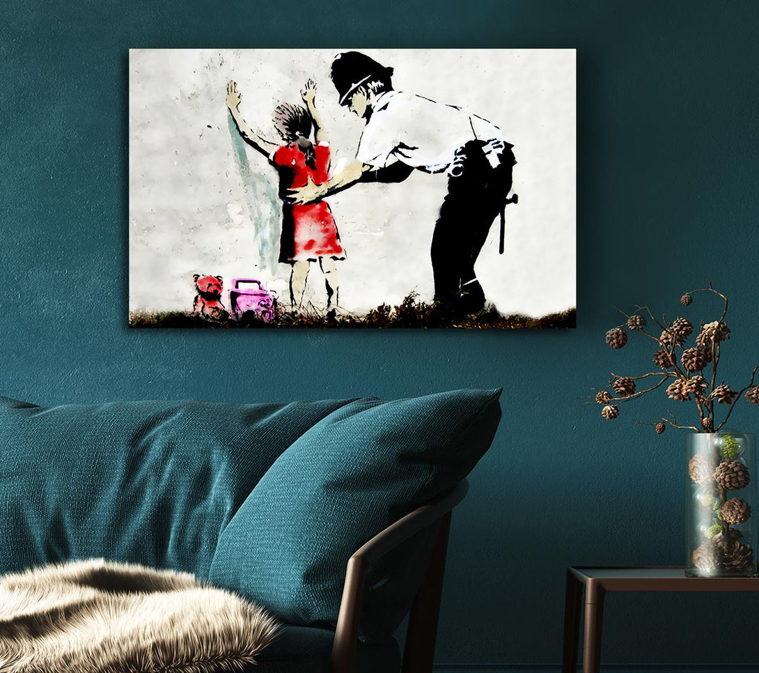  A Canvas Print of Banksy Copper Frisking Child Canvas Wall Art
