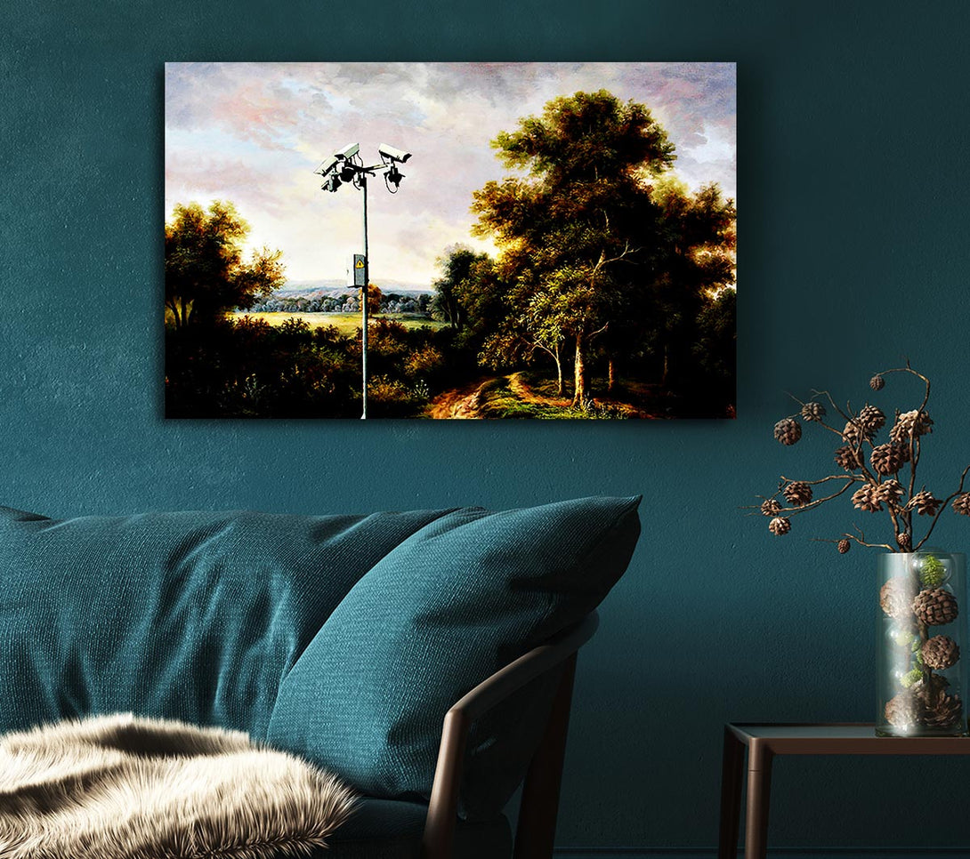  A Canvas Print of Banksy Countryside Cctv Canvas Art