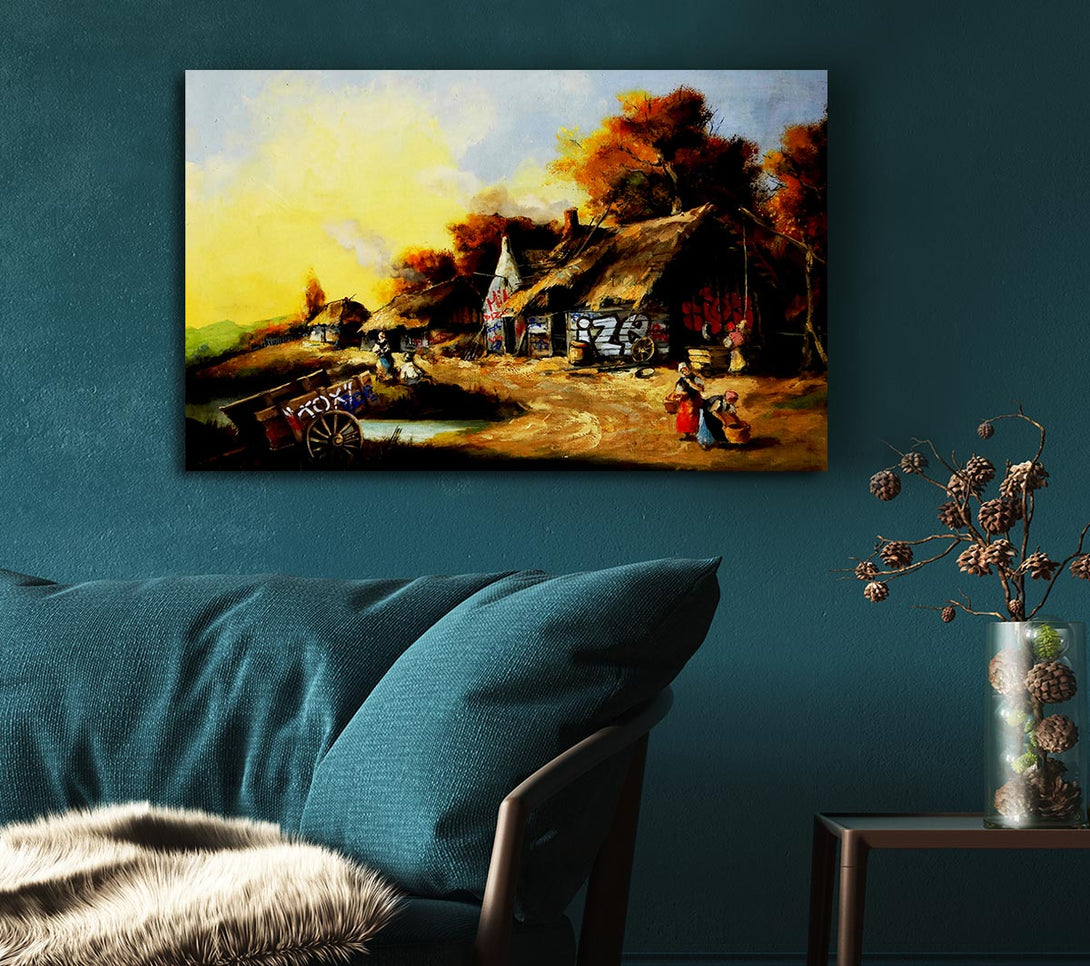  A Canvas Print of Banksy Countryside Graffiti Canvas Wall Art