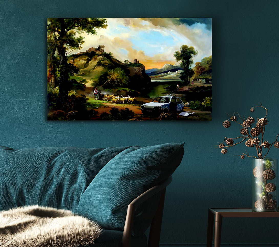  A Canvas Print of Banksy Countryside Junk Yard Canvas Print