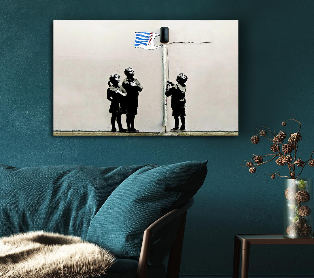  A Canvas Print of Banksy Homage To The Tesco Flag Landscape Canvas Art
