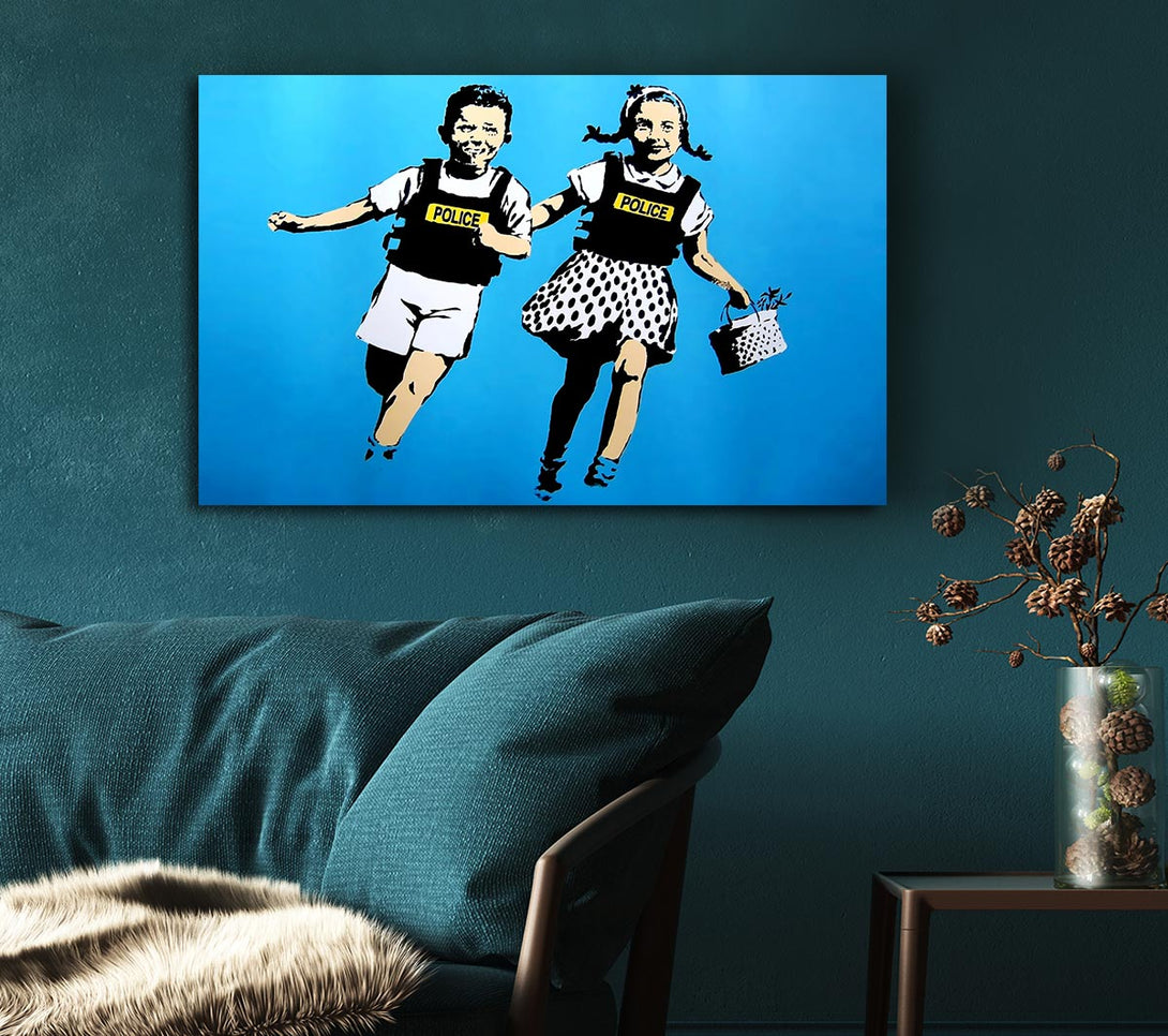  A Canvas Print of Banksy Jack And Gill Blue Canvas Print