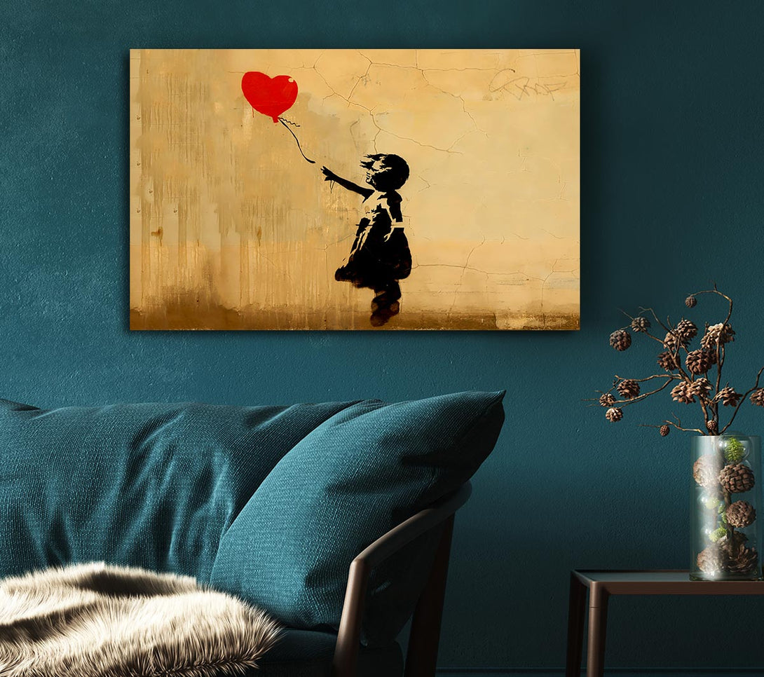  A Canvas Print of Banksy Love Heart Balloon Left Canvas Wall Art