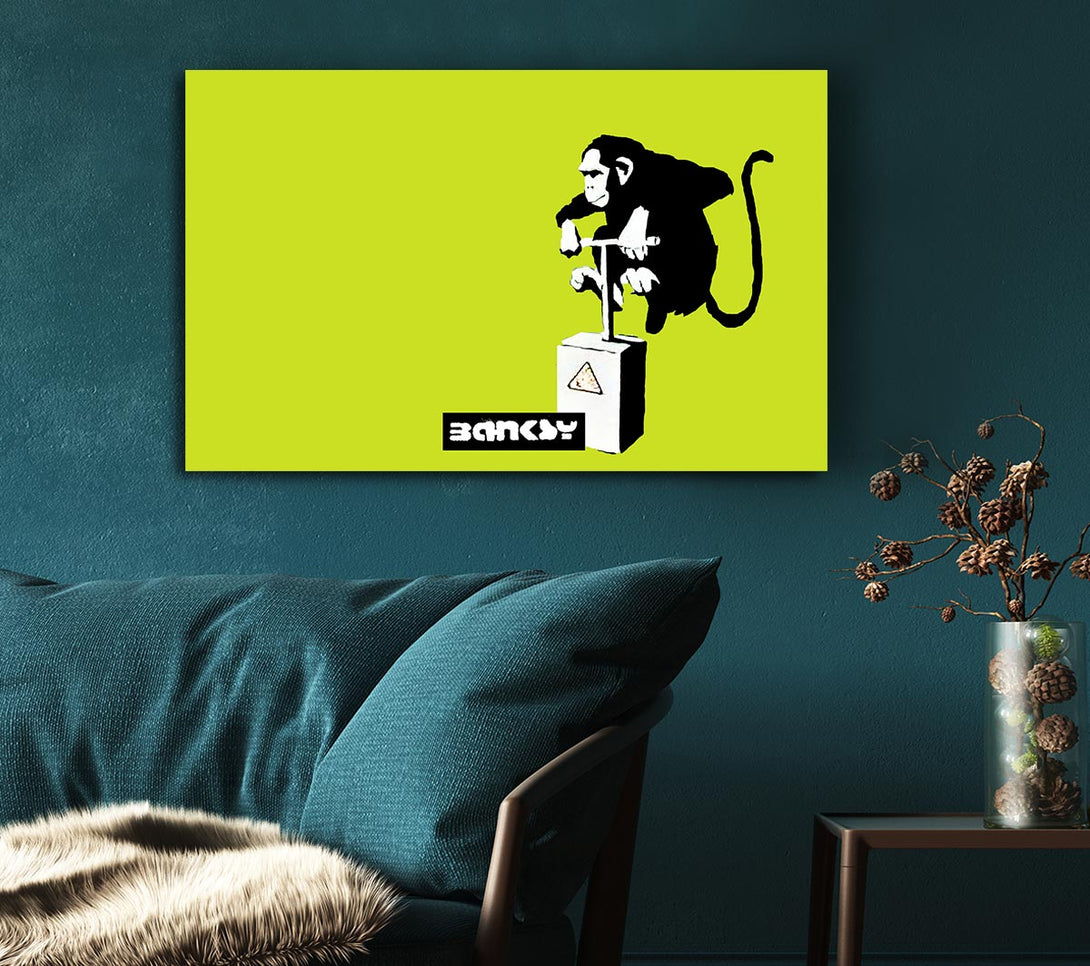  A Canvas Print of Banksy Monkey Detonator Lime Canvas Print