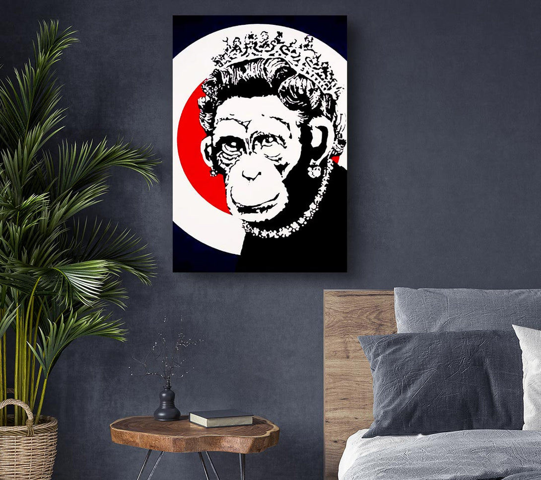  A Canvas Print of Banksy Queen Chimp Canvas Print