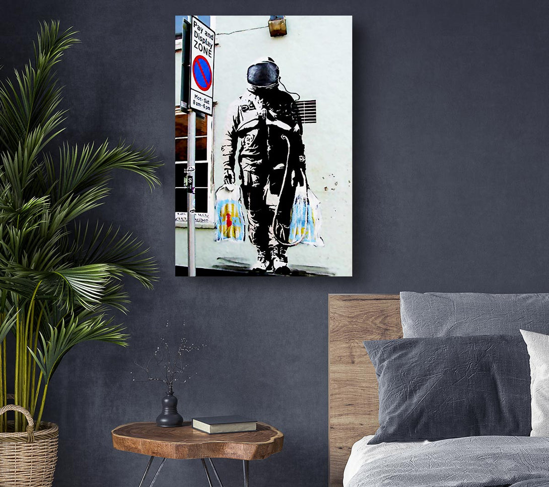  A Canvas Print of Banksy Shopping Bag Soldier Canvas Print