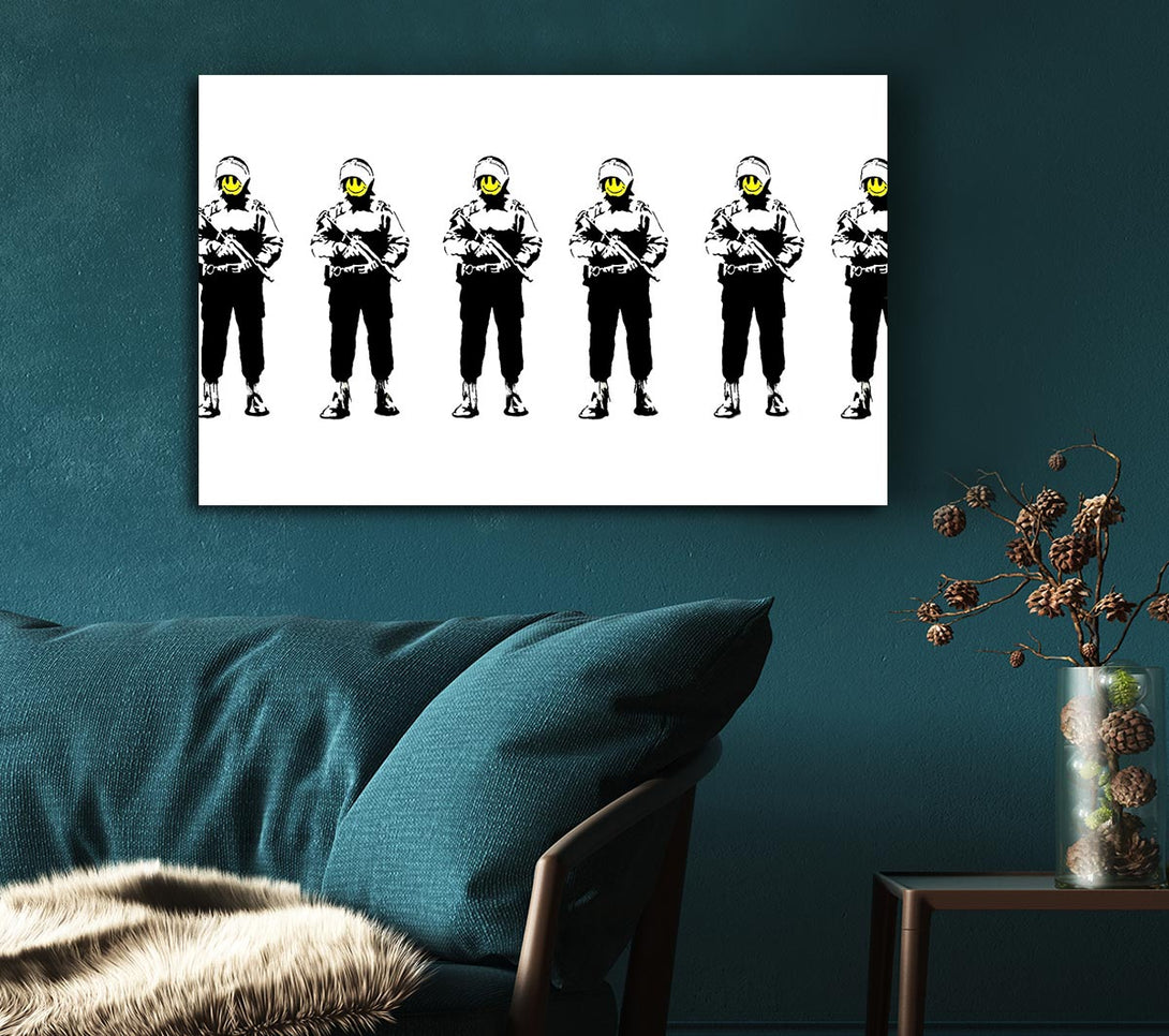  A Canvas Print of Banksy Smiley Face Line-Up Canvas Art