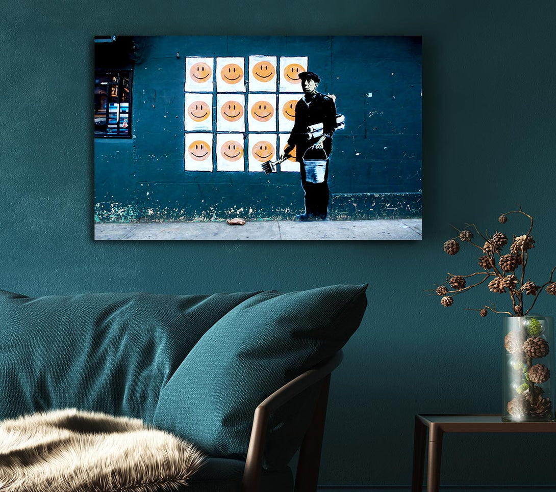  A Canvas Print of Banksy Smiley Face Posters Canvas Print