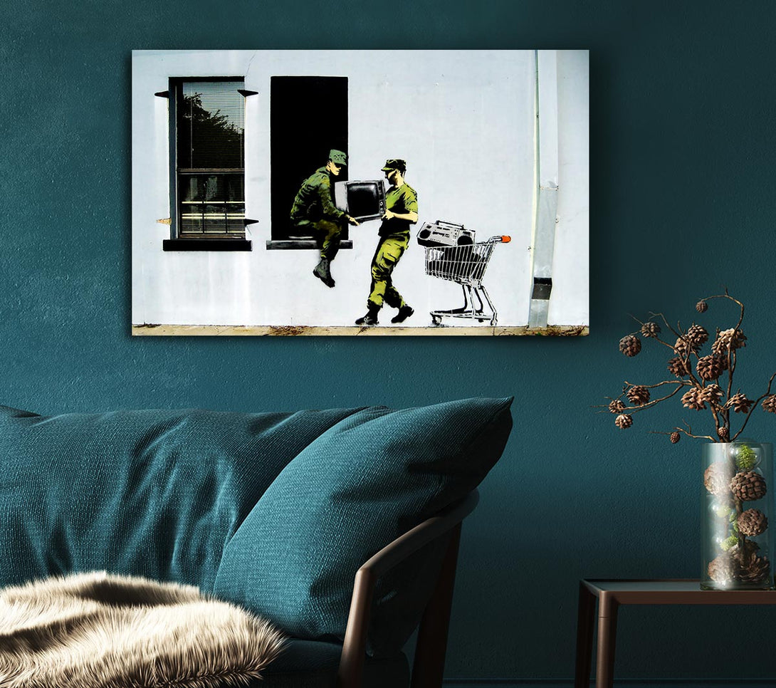  A Canvas Print of Banksy Soldier Heist Canvas Wall Art