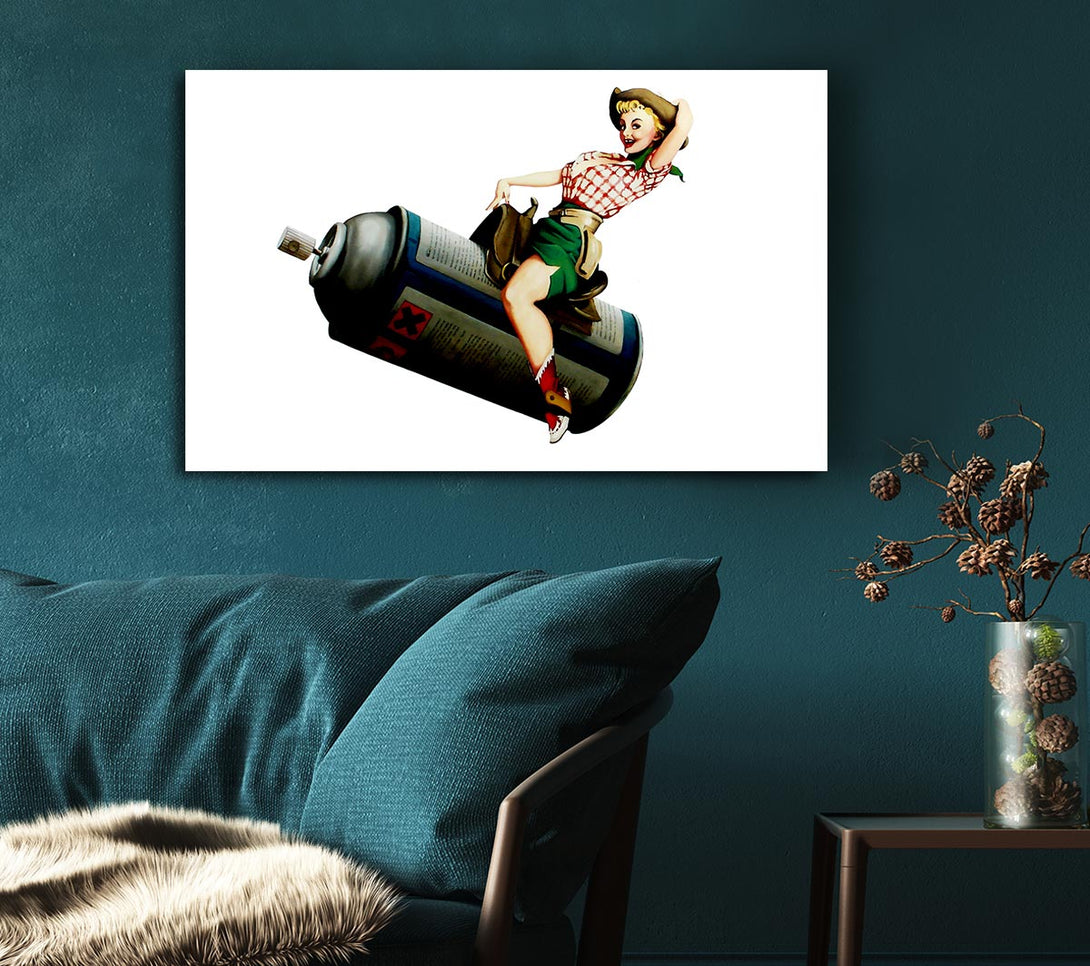  A Canvas Print of Banksy Spray Can Cowgirl Canvas Art
