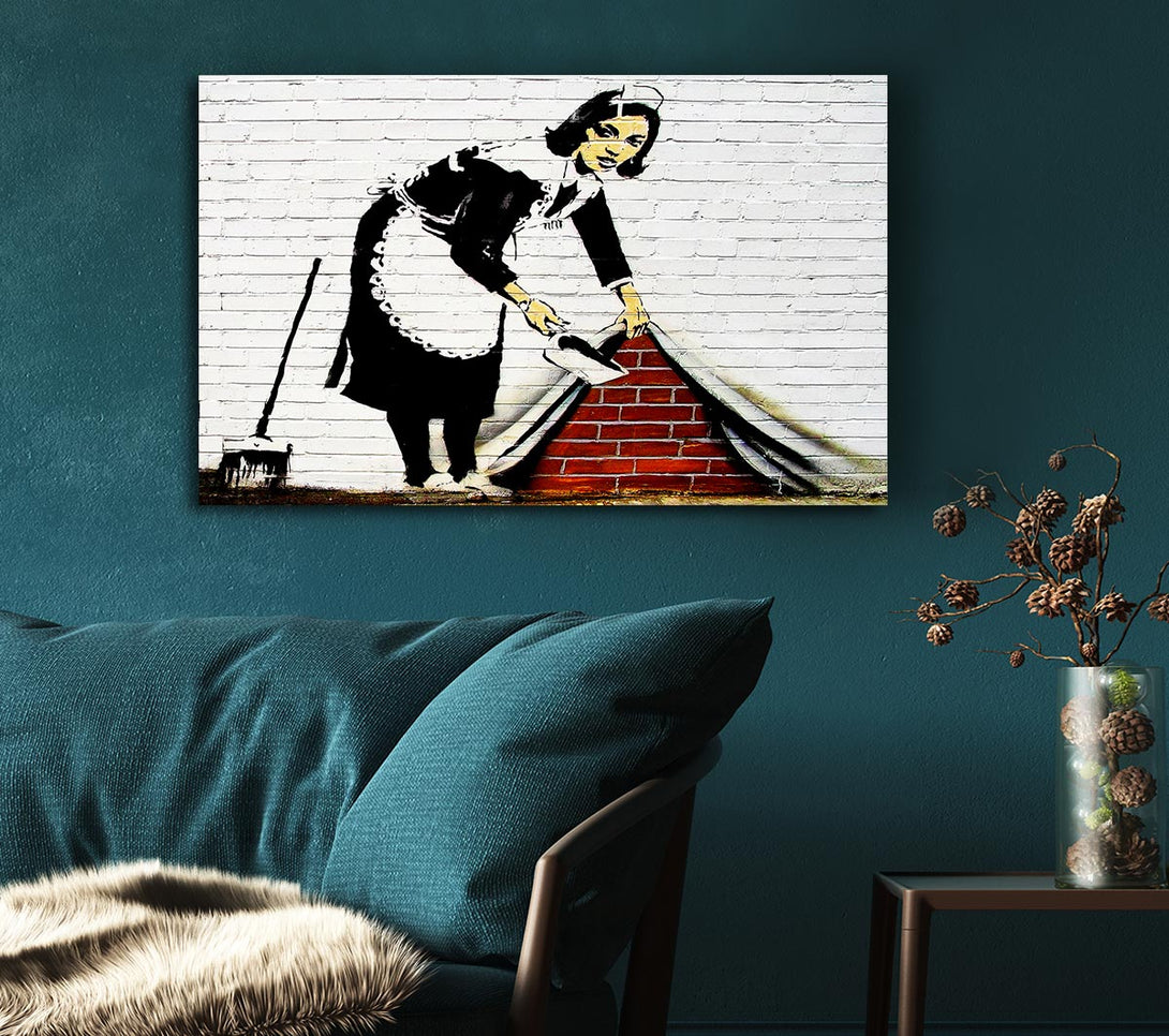  A Canvas Print of Banksy Sweep It Under The Carpet Canvas Art