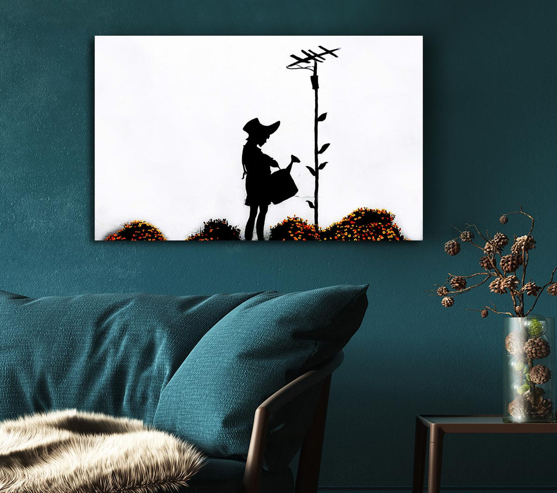  A Canvas Print of Banksy Watering Can Girl Canvas Art