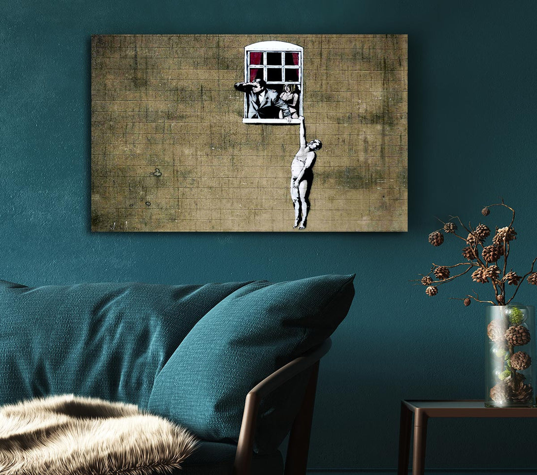  A Canvas Print of Banksy Window Lovers Original Canvas Print
