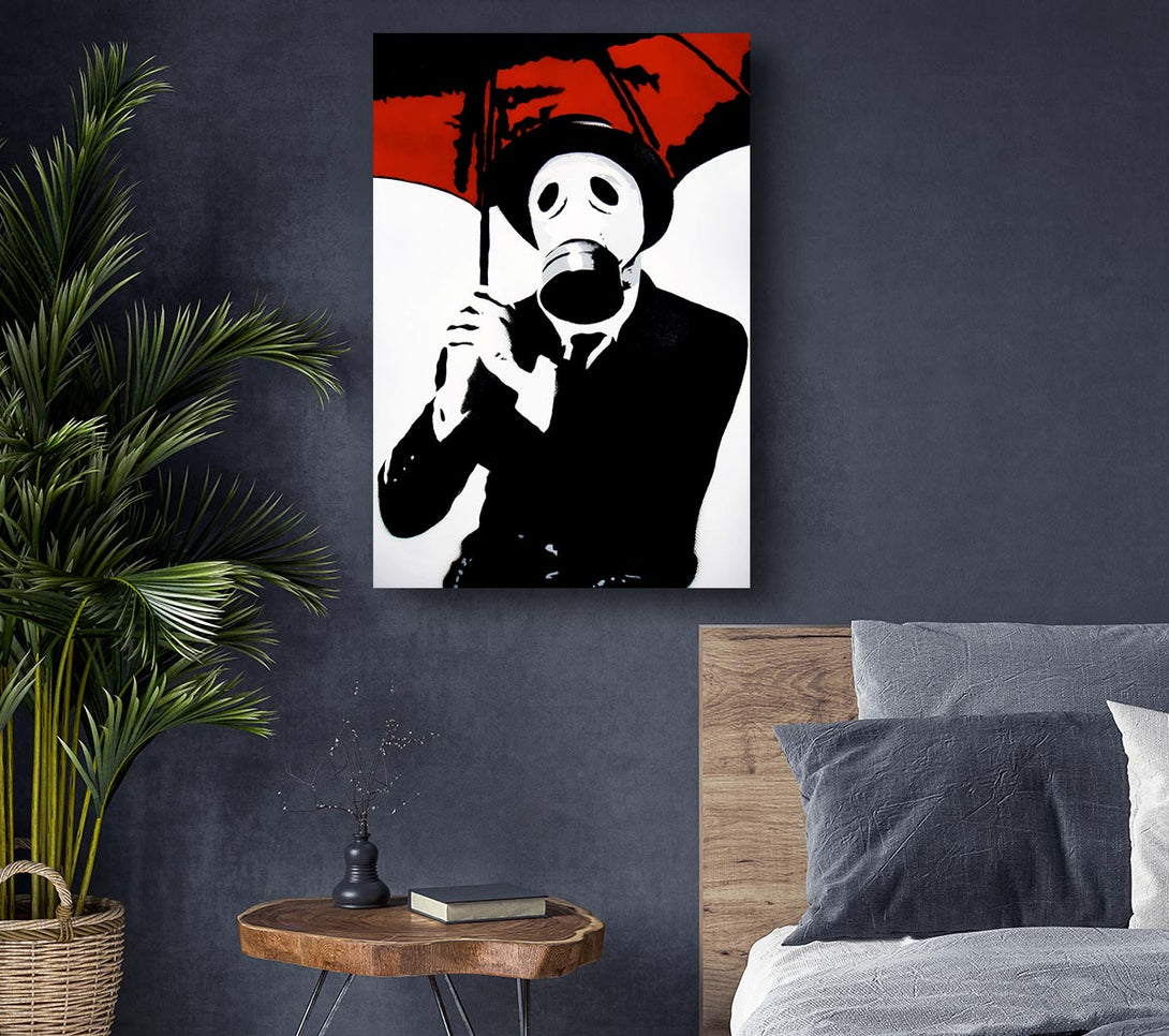  A Canvas Print of Banksy Bankers Gas Mask Close-Up Canvas Art