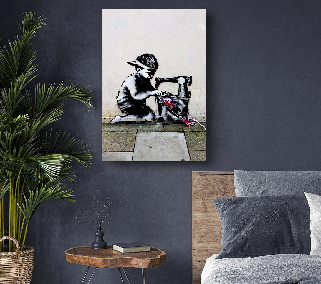  A Canvas Print of Banksy Child Bunting Canvas Art