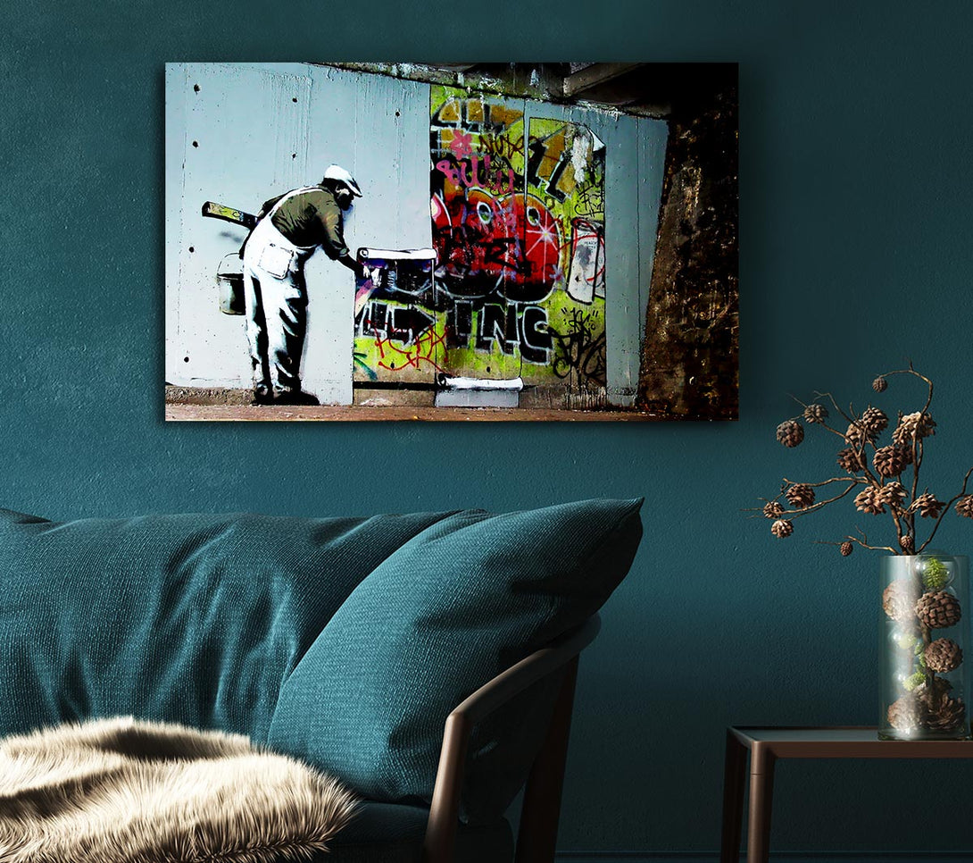  A Canvas Print of Banksy Grafitti Wallpaper Canvas Wall Art