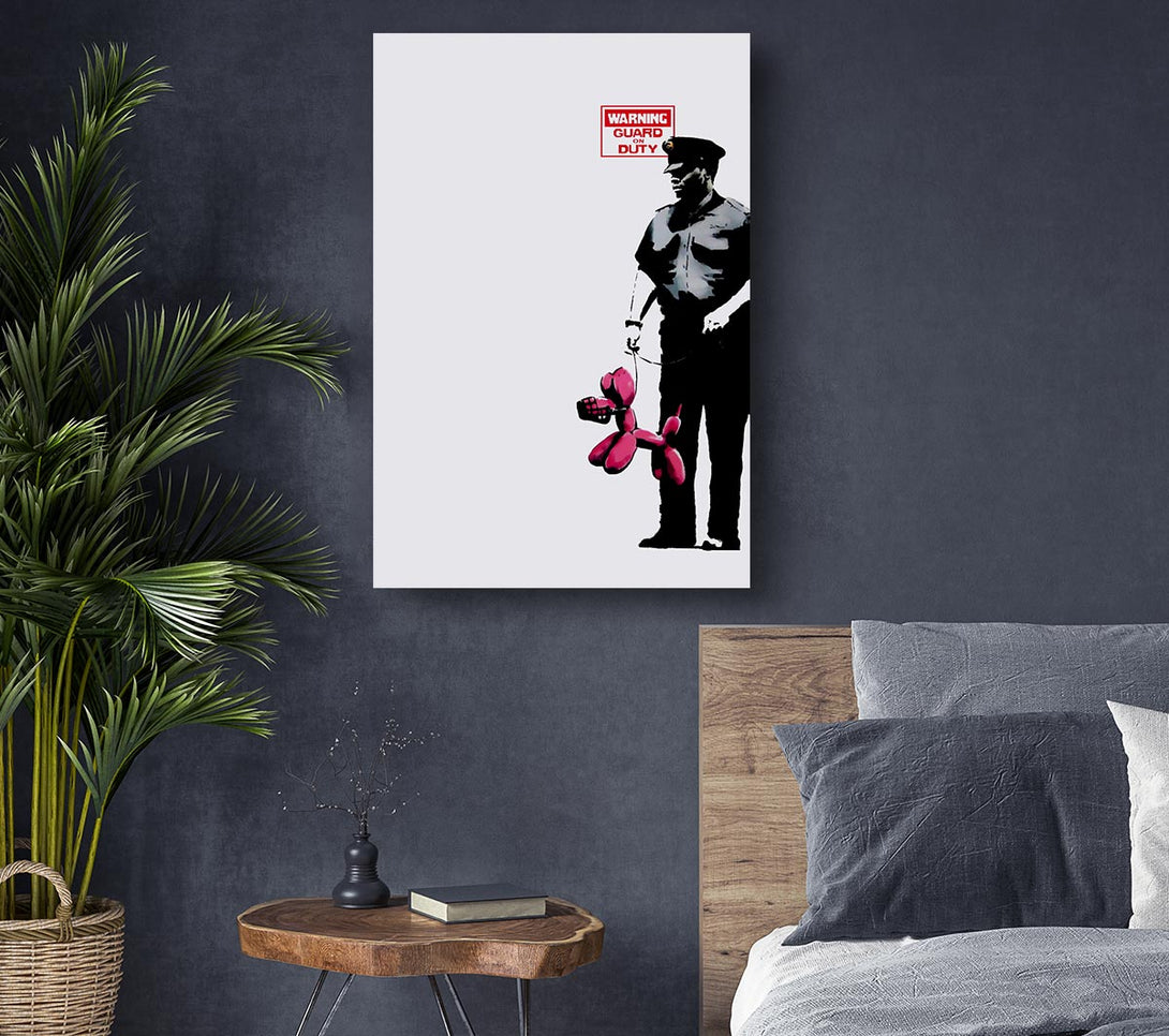  A Canvas Print of Banksy Guard Dog Security Canvas Art