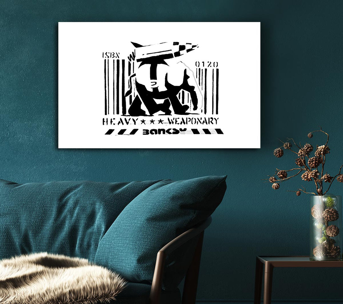  A Canvas Print of Banksy Heavy Weaponary White Canvas Print