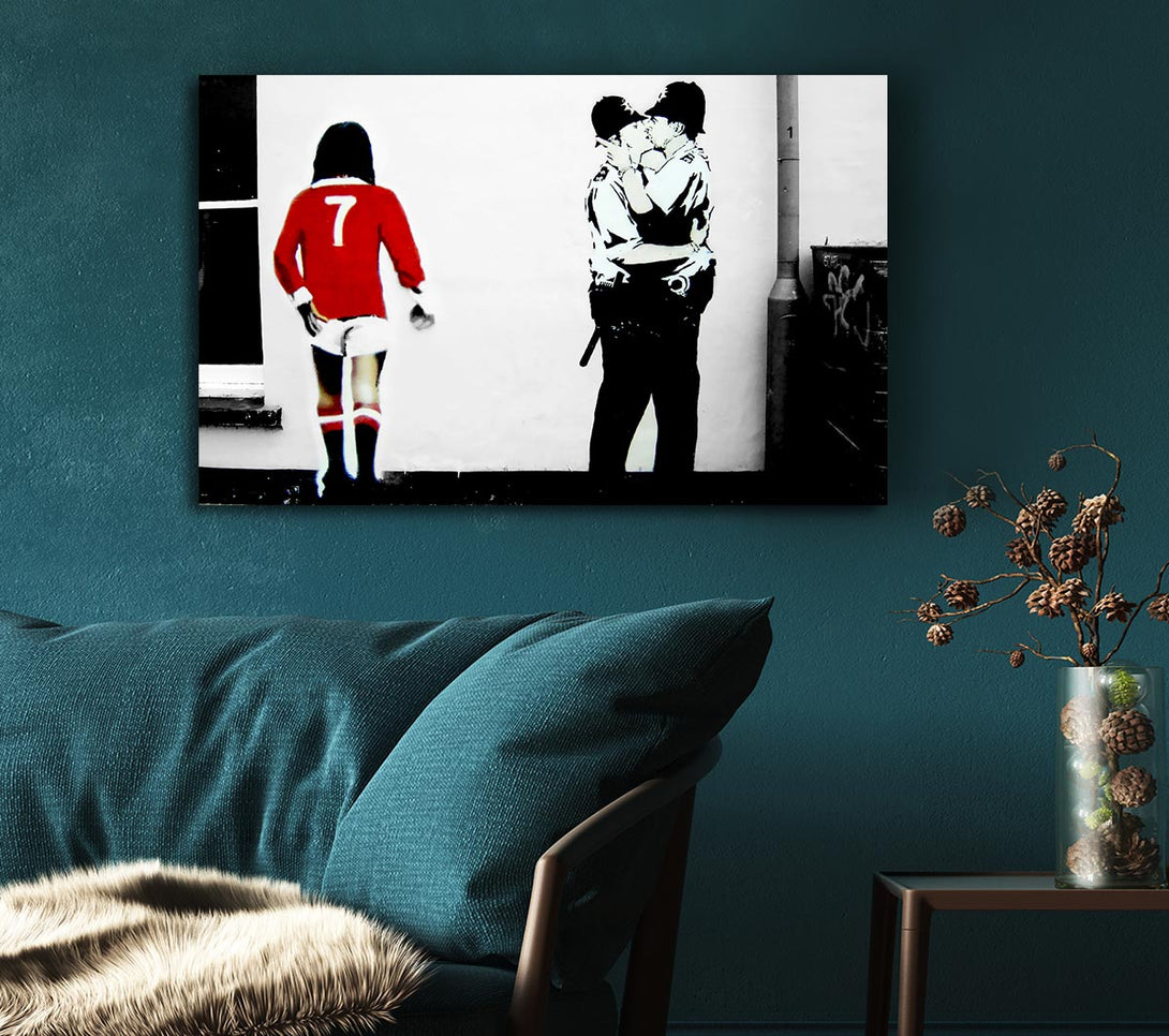  A Canvas Print of Banksy Kissing Coopers Football Canvas Art