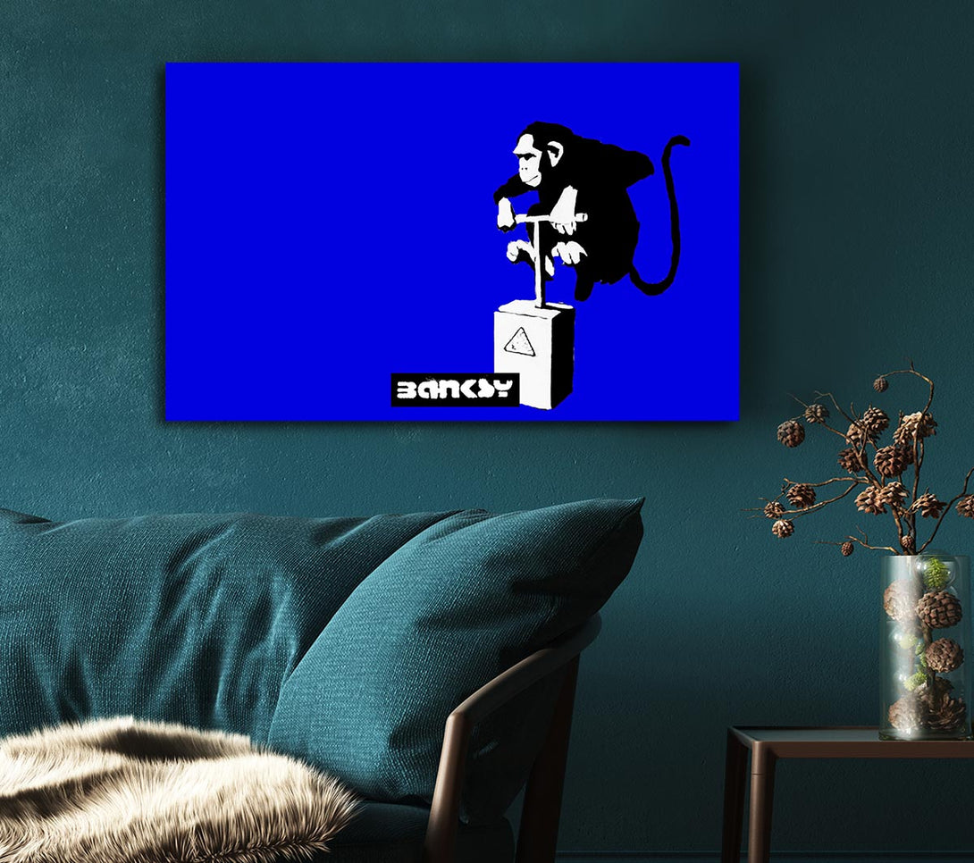  A Canvas Print of Banksy Monkey Detonator Blue Canvas Art