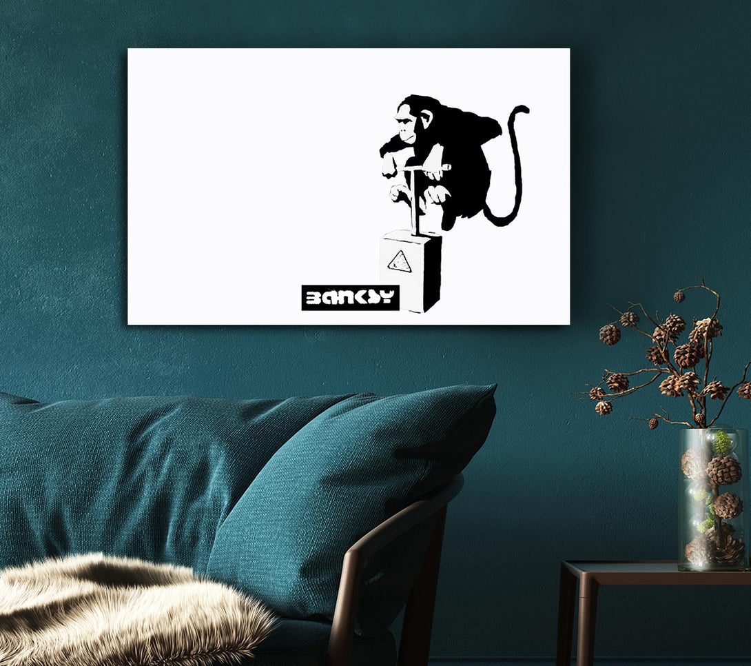 A Canvas Print of Banksy Monkey Detonator White Canvas Wall Art