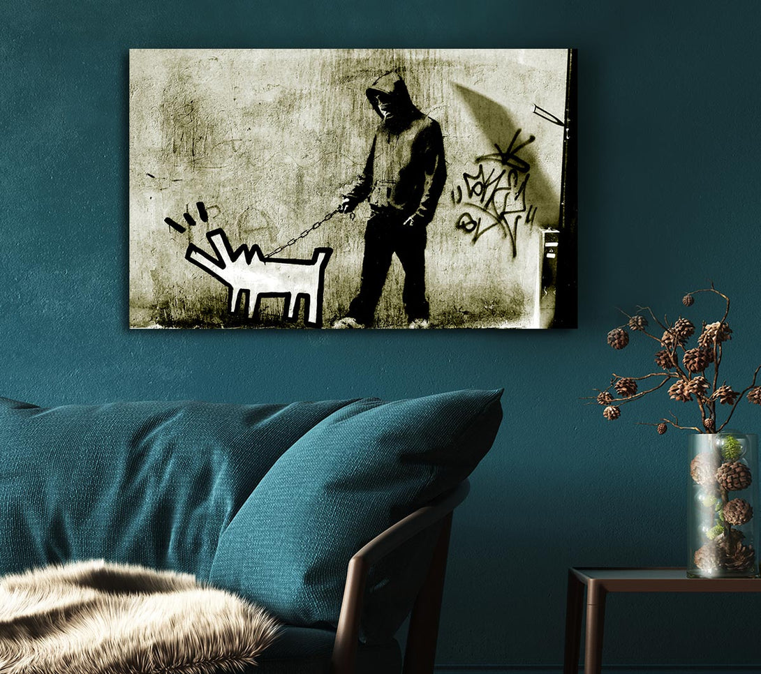  A Canvas Print of Banksy Haring Dog Canvas Wall Art