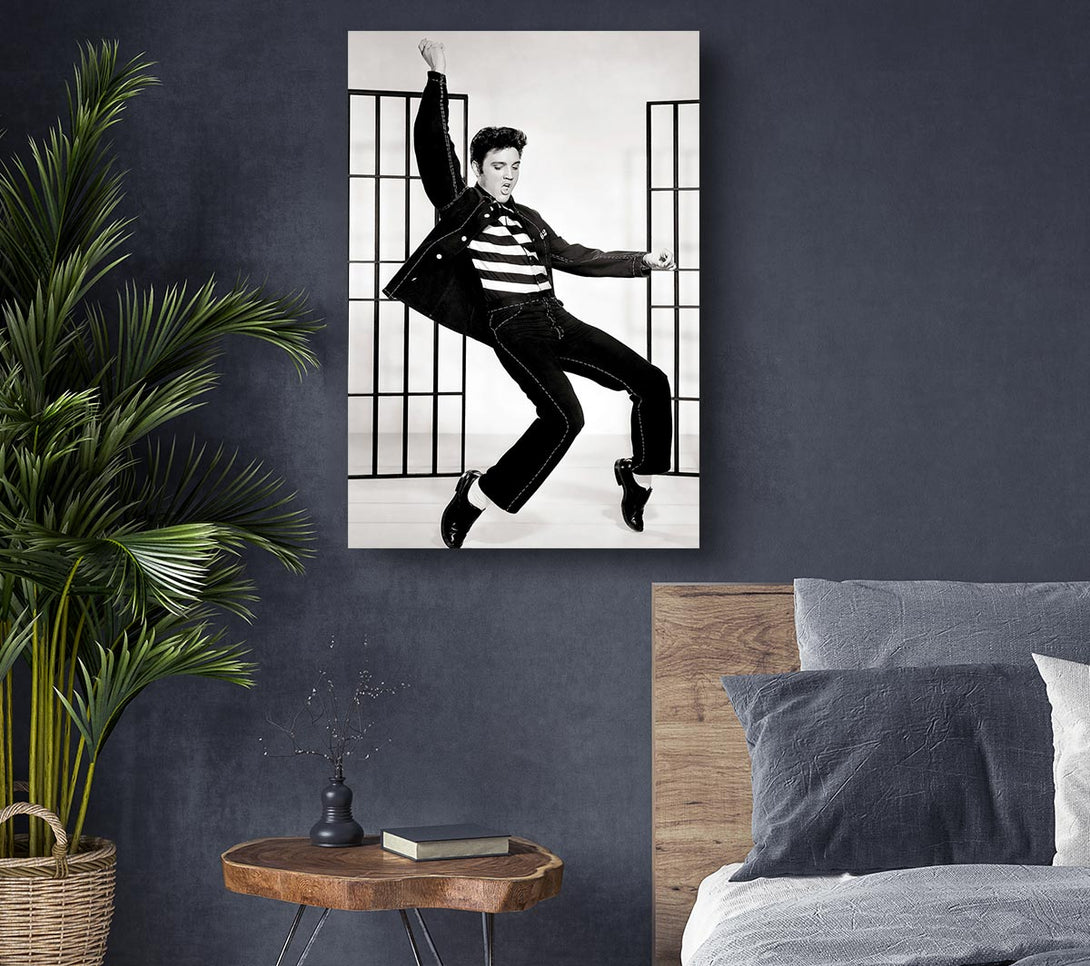  A Canvas Print of Elvis Jail House Rock B n W Canvas Wall Art