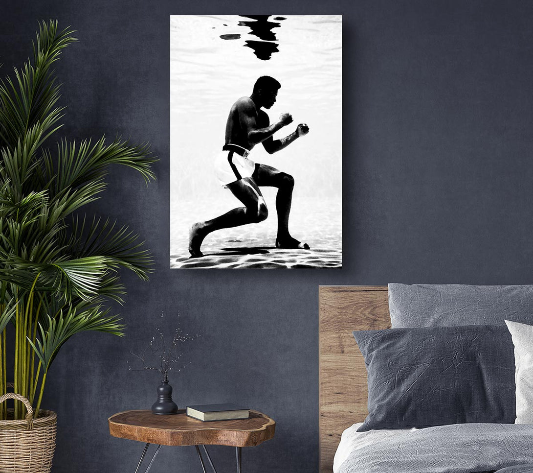  A Canvas Print of Muhammad Ali Boxing Under Water Canvas Wall Art