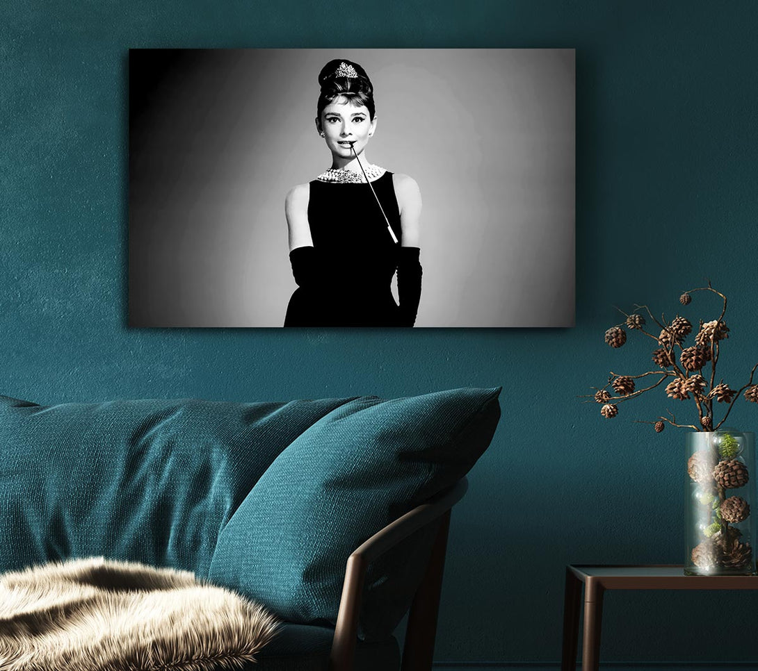  A Canvas Print of Audrey Hepburn Cigarette Breakfast At Tiffanys Canvas Wall Art