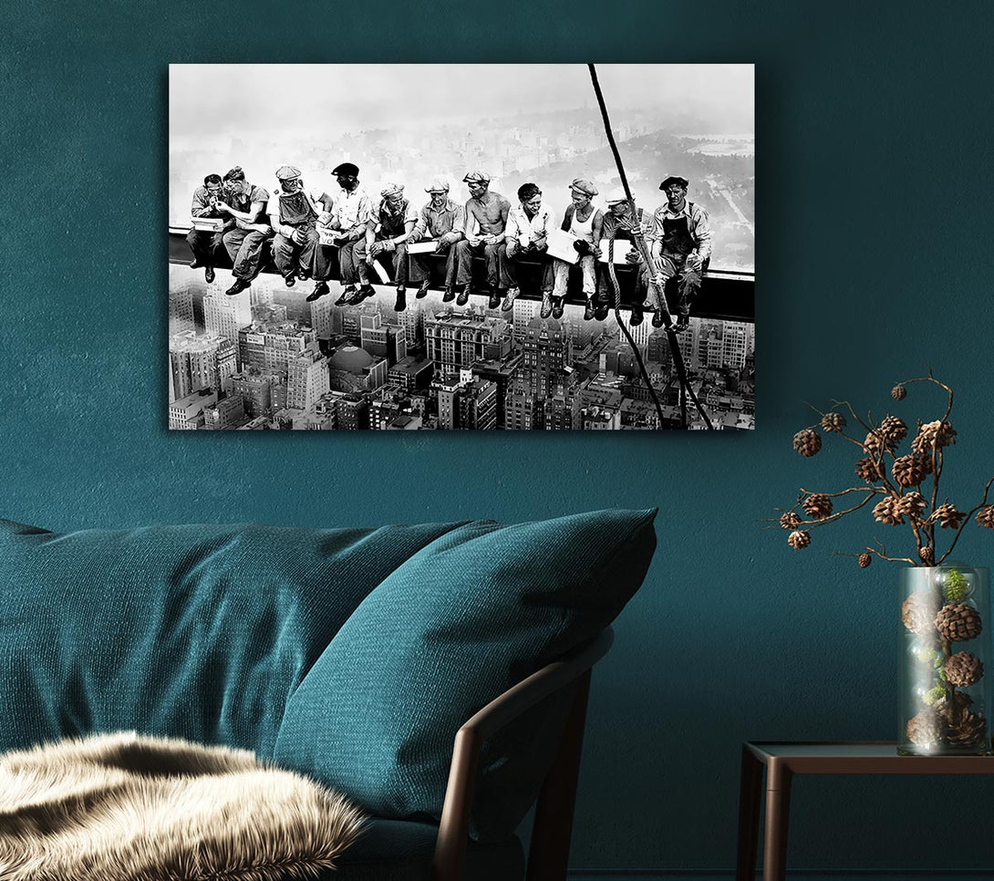  A Canvas Print of Lunch A Top Of A Skyscraper Canvas Art