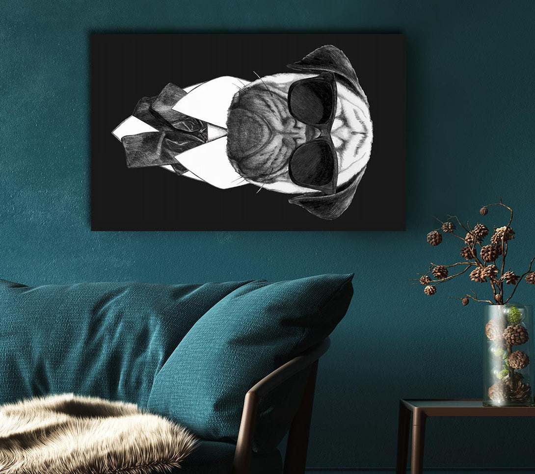  A Canvas Print of Mafia Pug Dog Canvas Wall Art