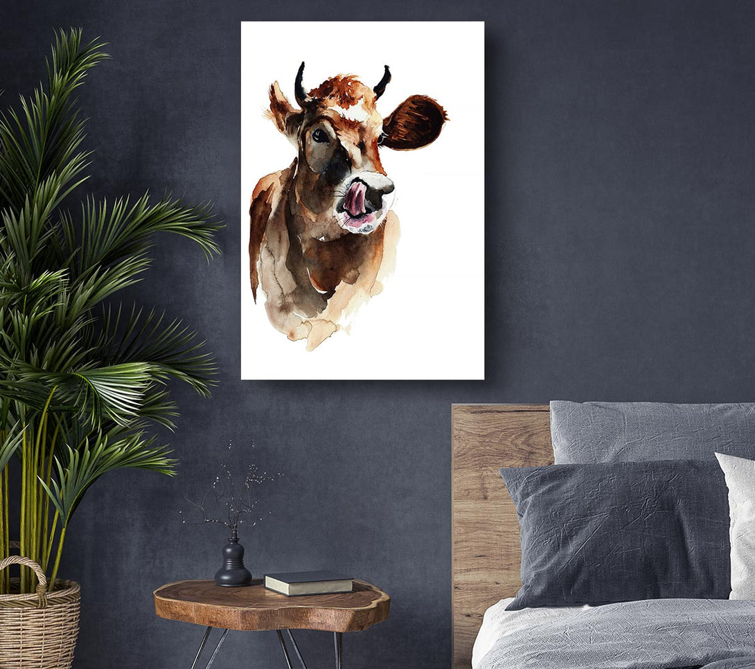  A Canvas Print of Cow Licking Good Canvas Print