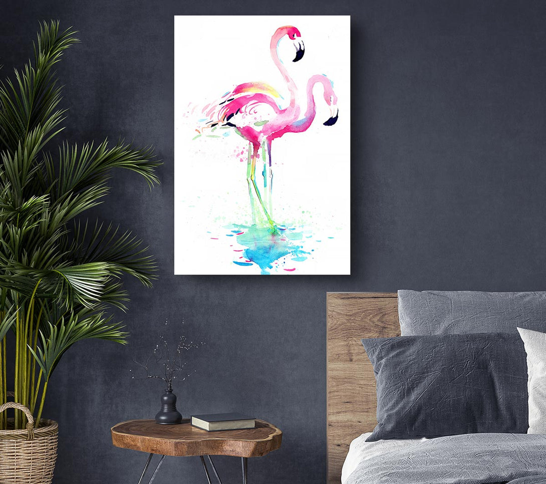  A Canvas Print of Flamingo Watercolour Canvas Wall Art