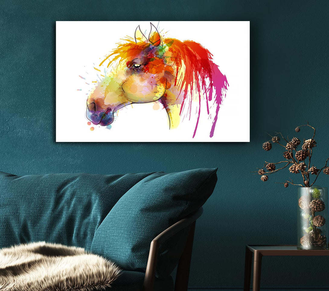  A Canvas Print of Beautiful Rainbow Horse Canvas Art