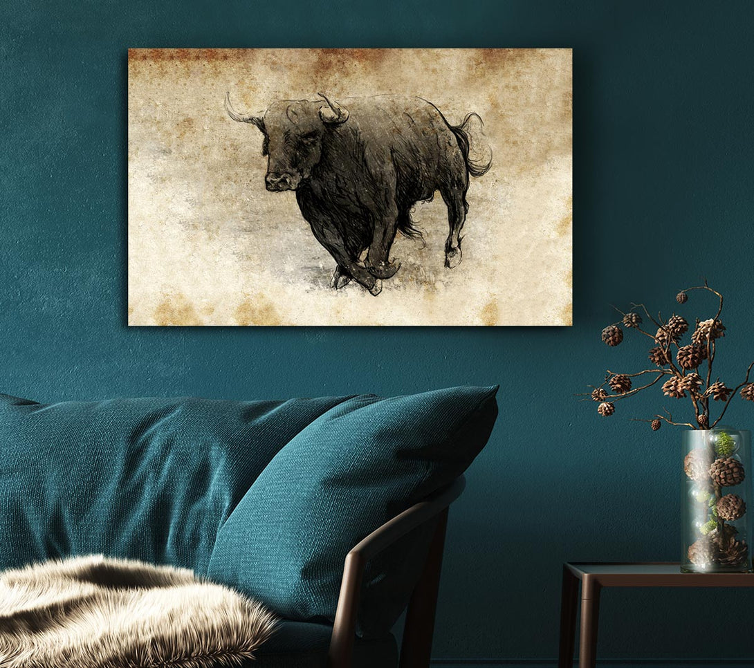  A Canvas Print of Bull Charging Canvas Art