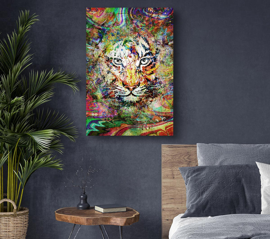  A Canvas Print of Rainbow Splash Tiger Canvas Art