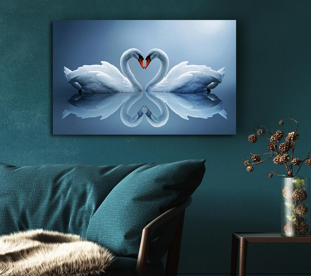  A Canvas Print of Heart shaped Swans Canvas Art