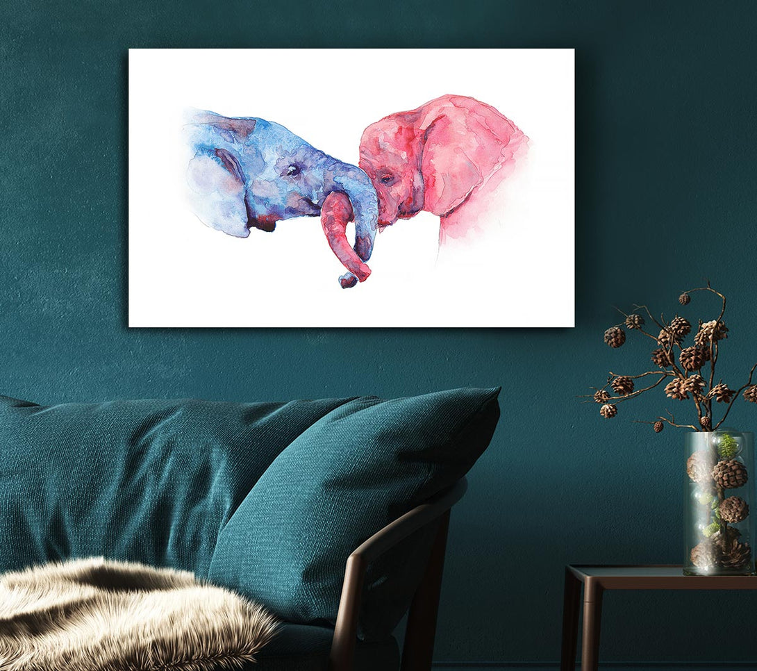  A Canvas Print of Elephant Trunk love Canvas Art