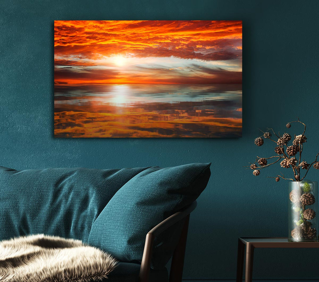  A Canvas Print of Reflections Of A Sunset Sky Canvas Art