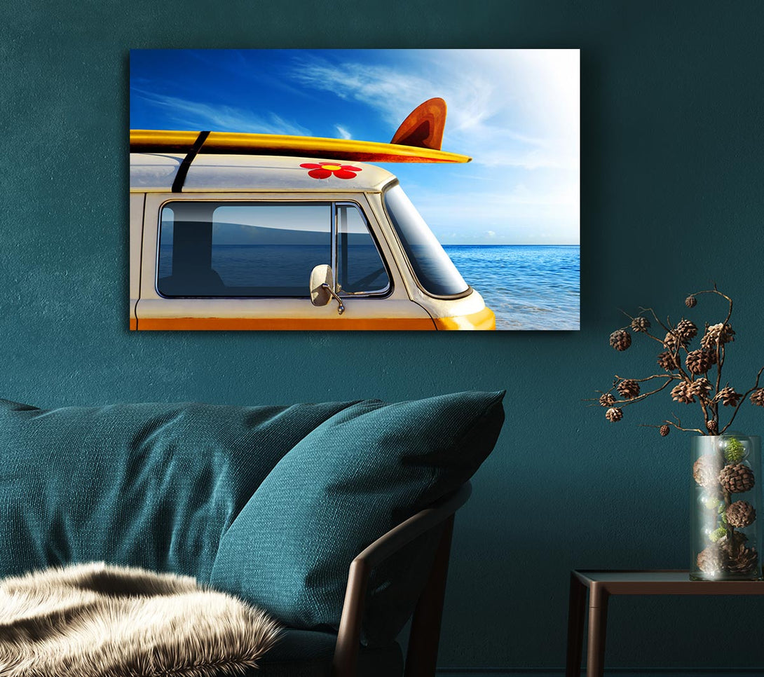  A Canvas Print of Camper Van Ready For The Waves Canvas Wall Art