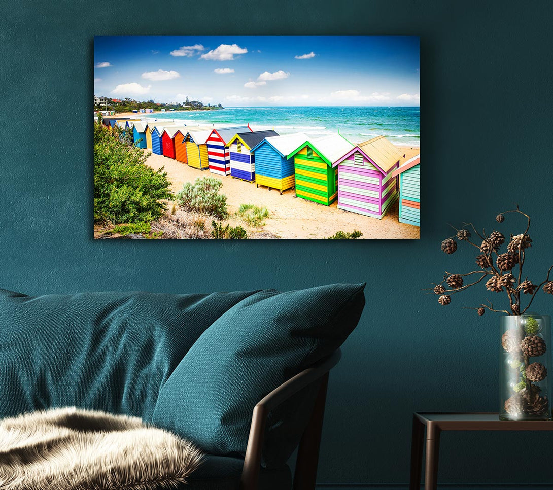  A Canvas Print of Beach Hut Delight Canvas Wall Art