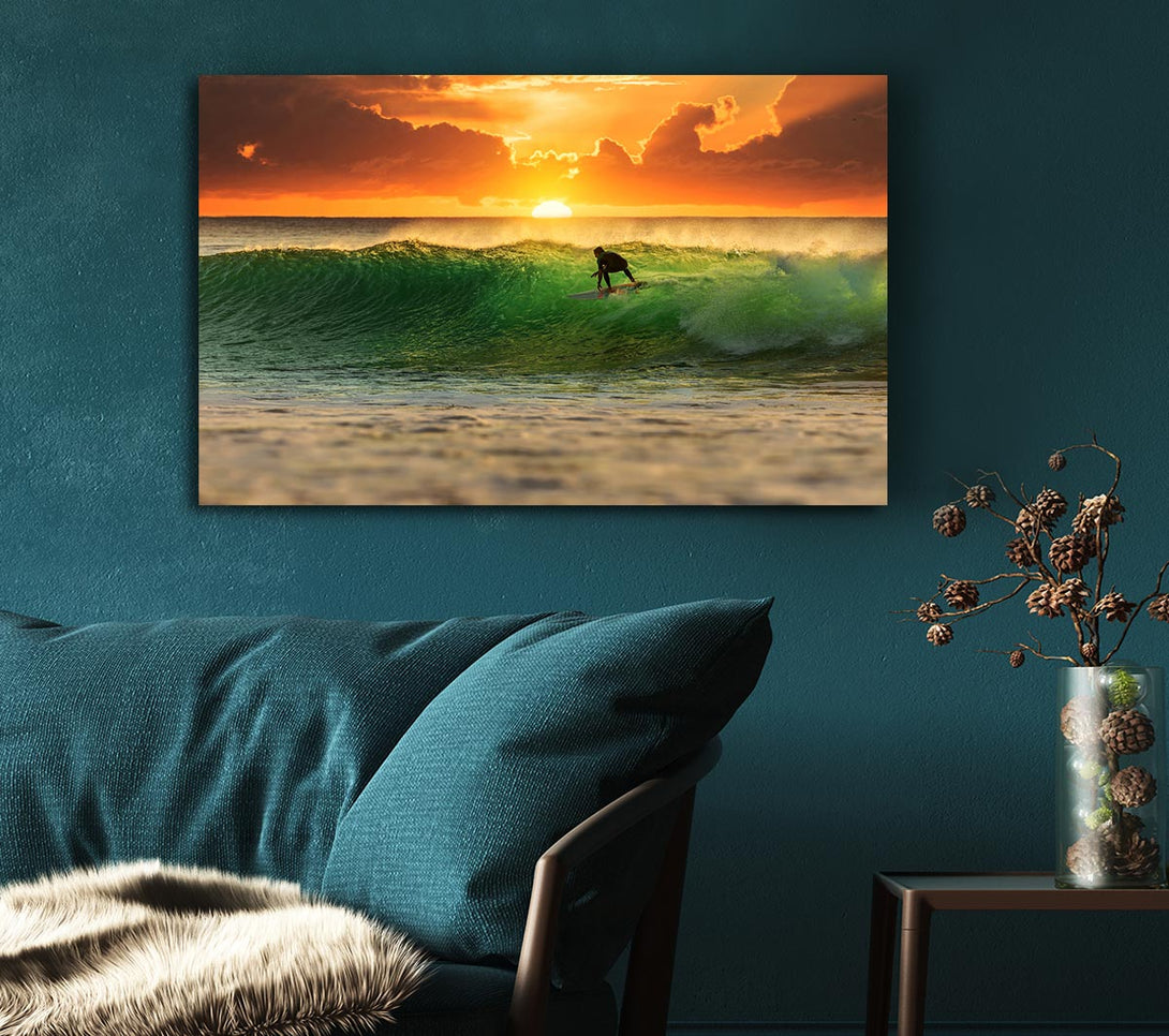  A Canvas Print of Surfer Sunset Canvas Wall Art