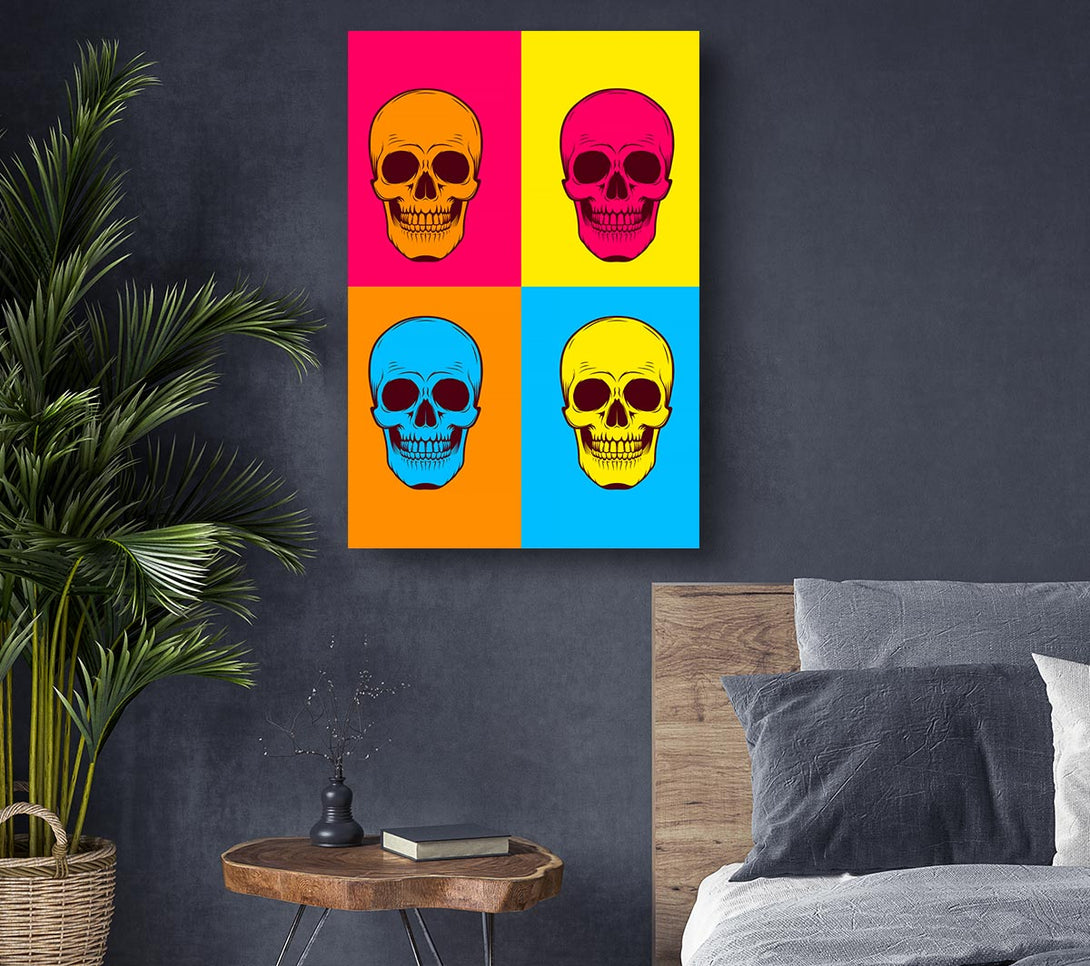  A Canvas Print of Funky Skulls Canvas Wall Art