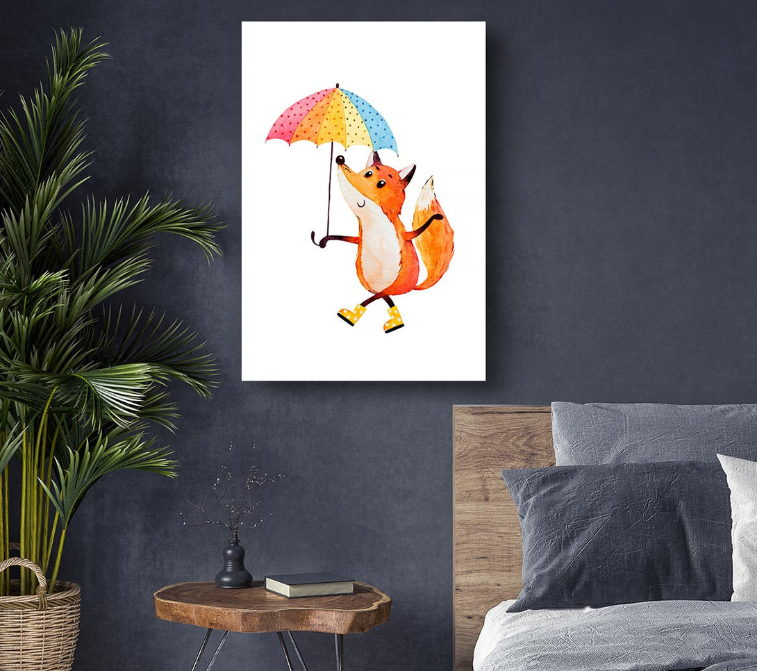  A Canvas Print of Foxy In The Rain Canvas Art