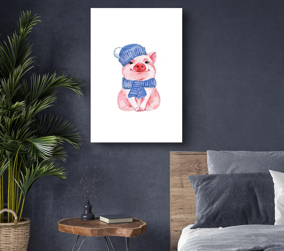  A Canvas Print of Winter Piggy Love Canvas Wall Art