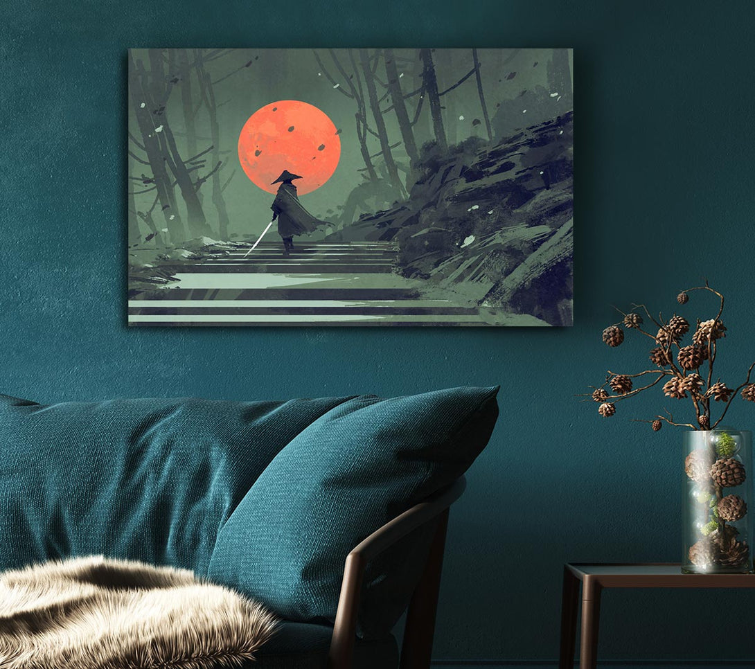  A Canvas Print of Samurai Warrior Sun Canvas Wall Art
