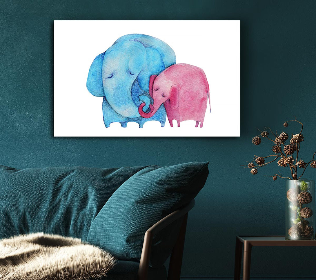  A Canvas Print of Mother And Baby Elephant Canvas Wall Art